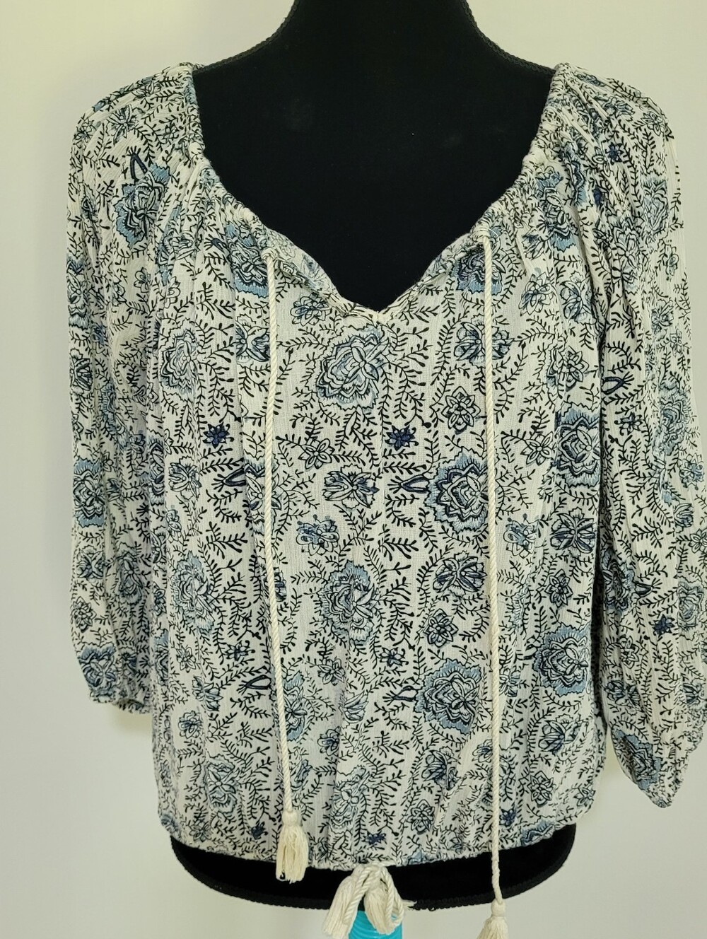 Ralph Lauren Denim & Supply RL Boho Women's Floral Peasant Blouse Medium Blue